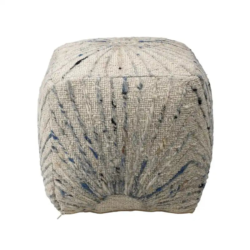 Kirk Wool Upholstered Ottoman, Ivory