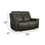 Odell Zero Gravity Top Grain Leather Power Reclining Loveseat with Power Headrests & Lumbar by Flexsteel - 64 x 42 x 41