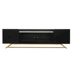 TV Stand with Fluted Glass,Entertainment Center for TVs Up to 70,Faux Marble Top TV Console Table with Gold Frame Base