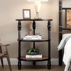 3-Tier Round Side Table with Wood Grain Finish