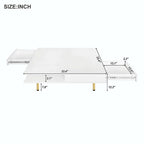 High Gloss Coffee Table: 4 Golden Legs, 2 Drawers, 2-Tier Square Design
