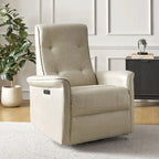 Valentin Modern Faux Leather Swivel Power Recliner with USB Ports by HULALA HOME