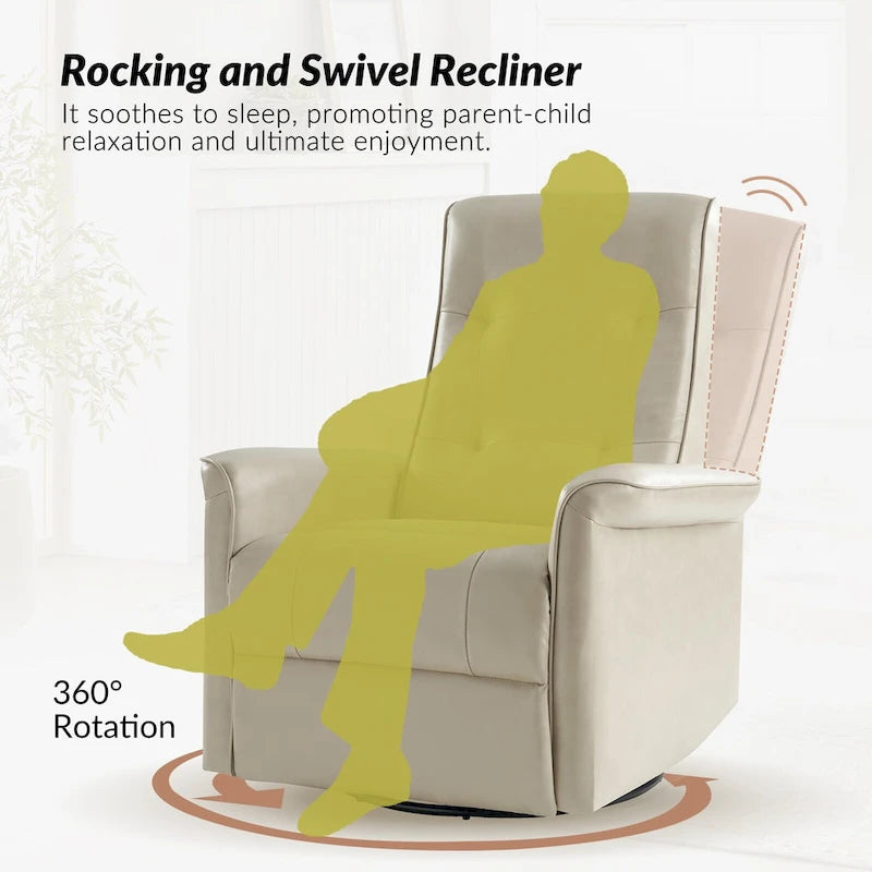 Valentin Modern Faux Leather Swivel Power Recliner with USB Ports by HULALA HOME