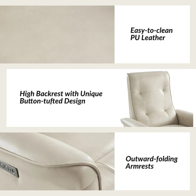 Valentin Modern Faux Leather Swivel Power Recliner with USB Ports by HULALA HOME