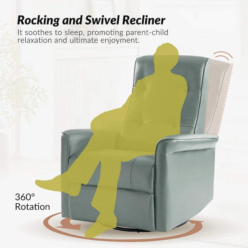 Valentin Modern Faux Leather Swivel Power Recliner with USB Ports by HULALA HOME