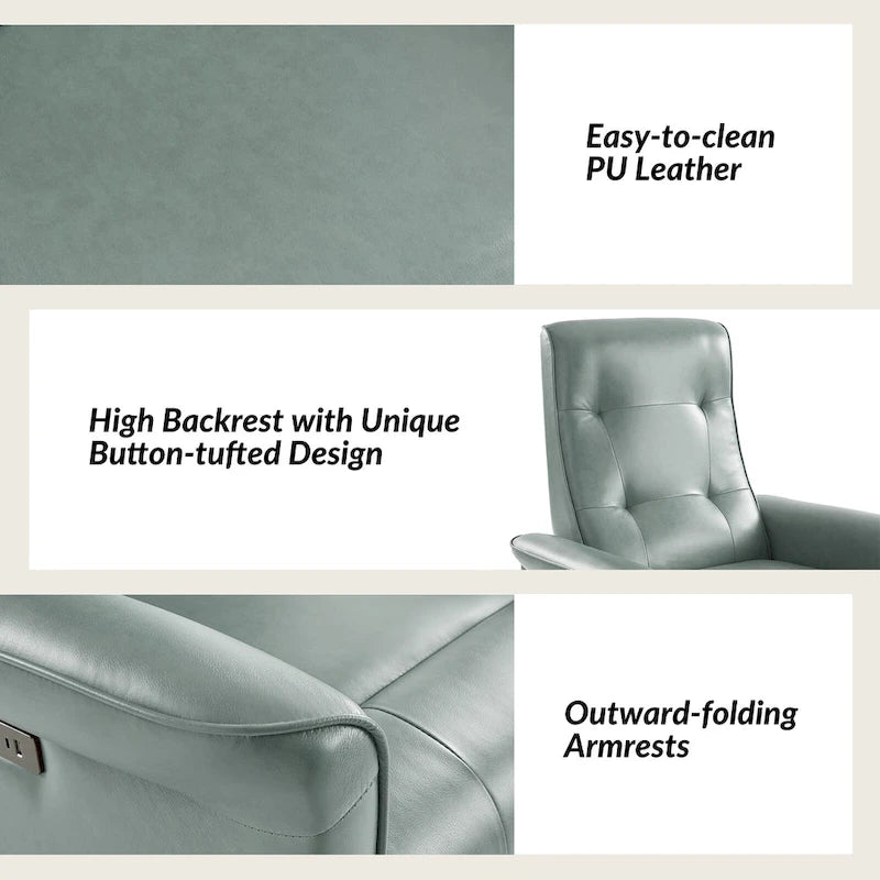 Valentin Modern Faux Leather Swivel Power Recliner with USB Ports by HULALA HOME