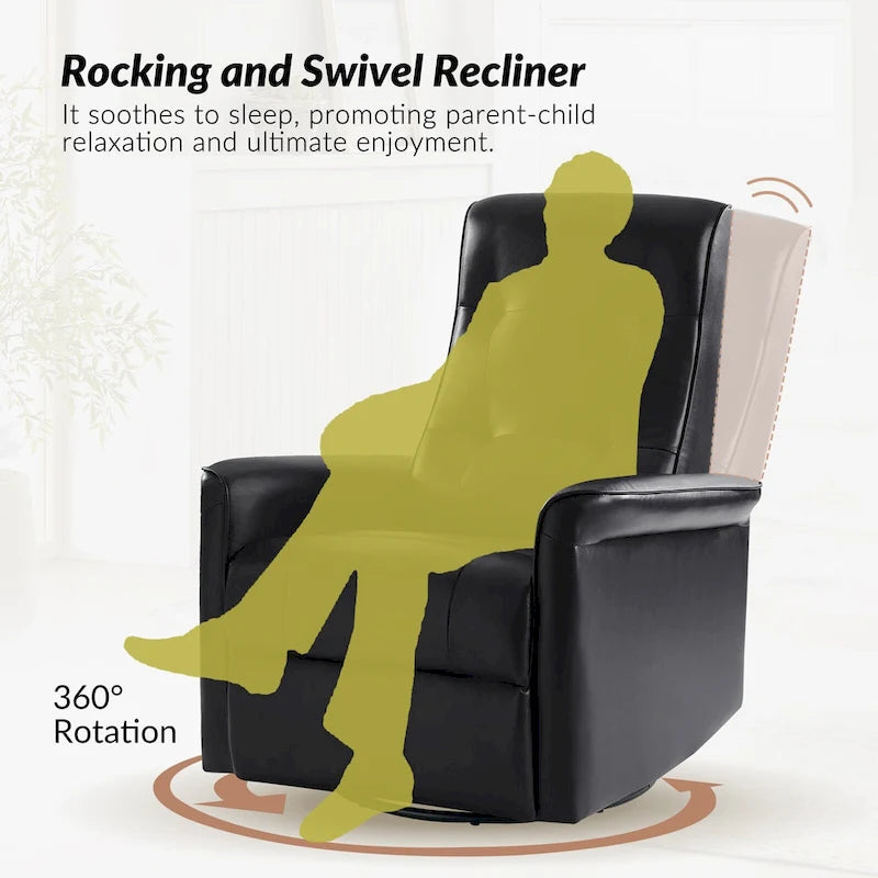 Valentin Modern Faux Leather Swivel Power Recliner with USB Ports by HULALA HOME