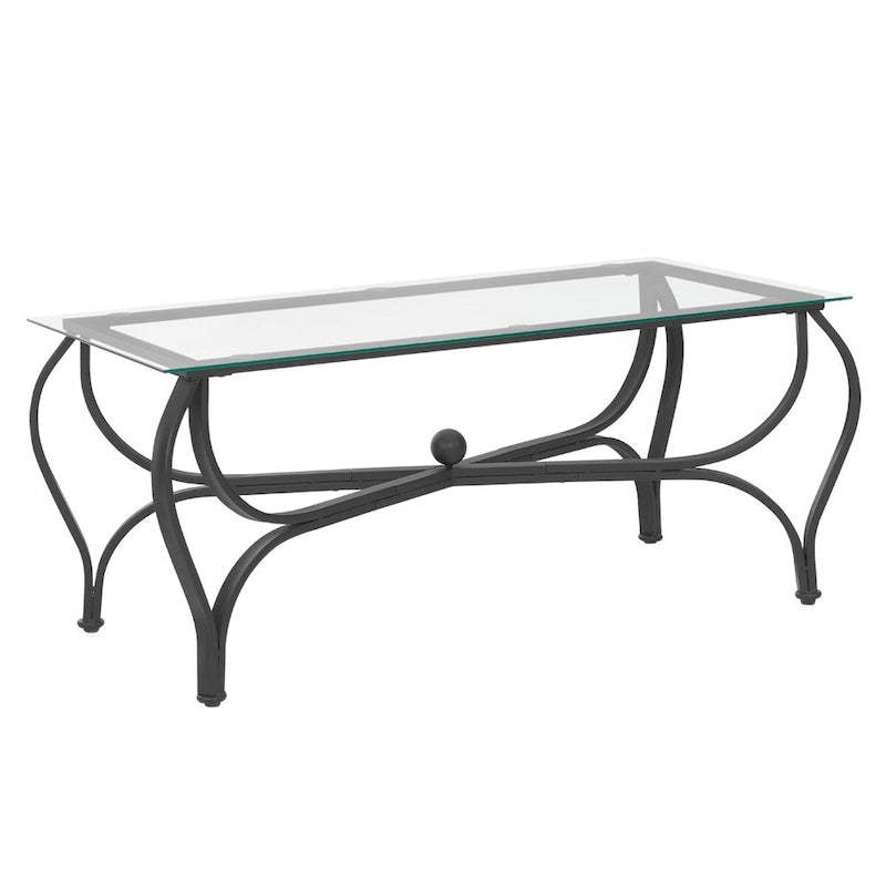 3-Piece Tempered Glass Coffee Table Set - Rectangle Coffee Table with 2 Square End Side Tables