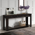 63 Pine Wood Console Table with 4 Drawers and 1 Bottom Shelf