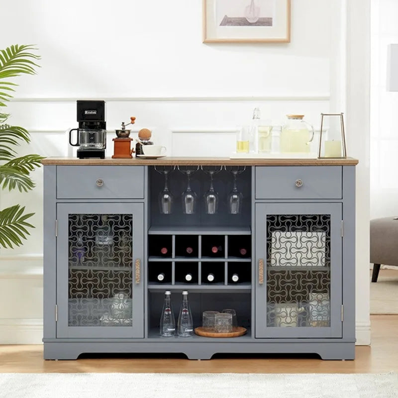 Sideboard with 2 Drawers and Elegant Glass Door Cabinets