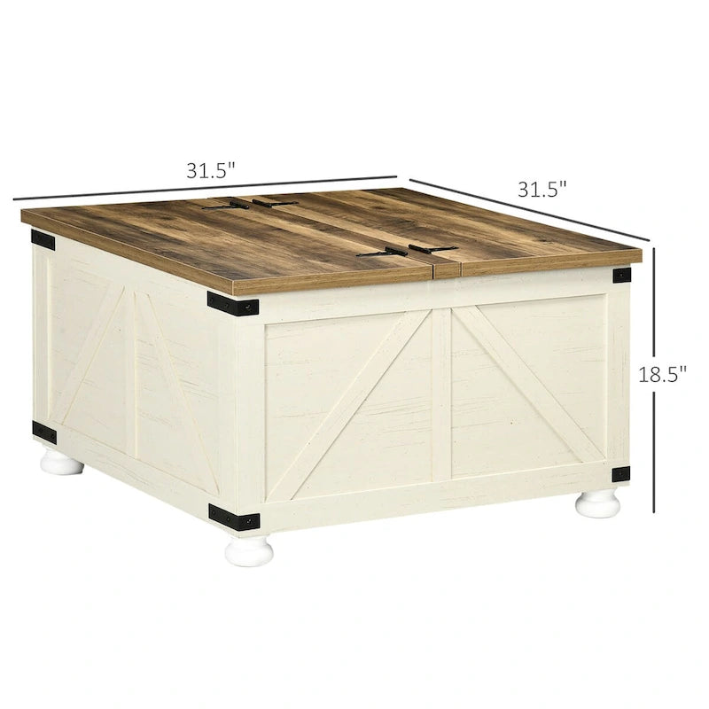 Farmhouse Large Square Coffee Table with Storage