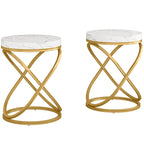 Round End Side Table with Metal Frame for Living RoomSet of 2) - 2PCS