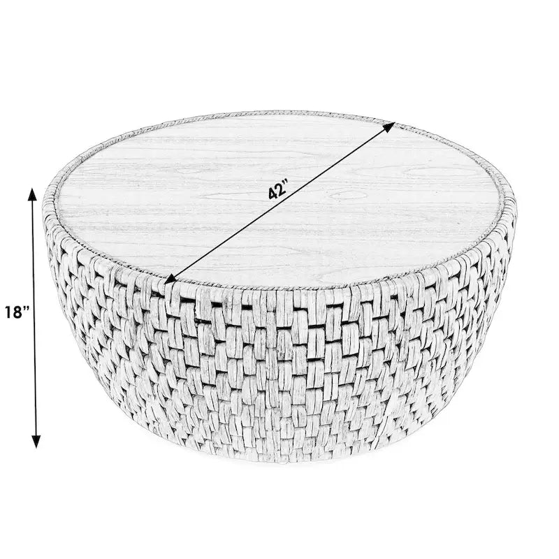 Captiva Round Rattan Drum Coffee Table
