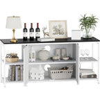 58 Inch Farmhouse TV Stand for up to 65 TV with Doors and Open Shelves