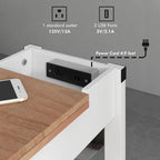 1-Drawer Side Table with 2 USB Ports, 1 Outlet and Shelves