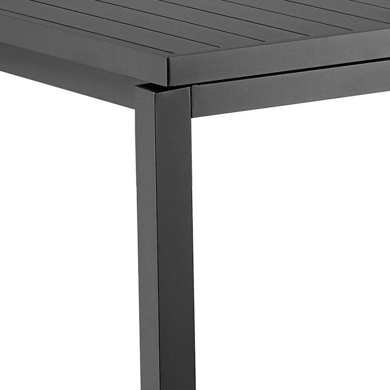 Meta 95 Inch Extendable Dining Table, Gray Aluminum Frame, Plank Style Top