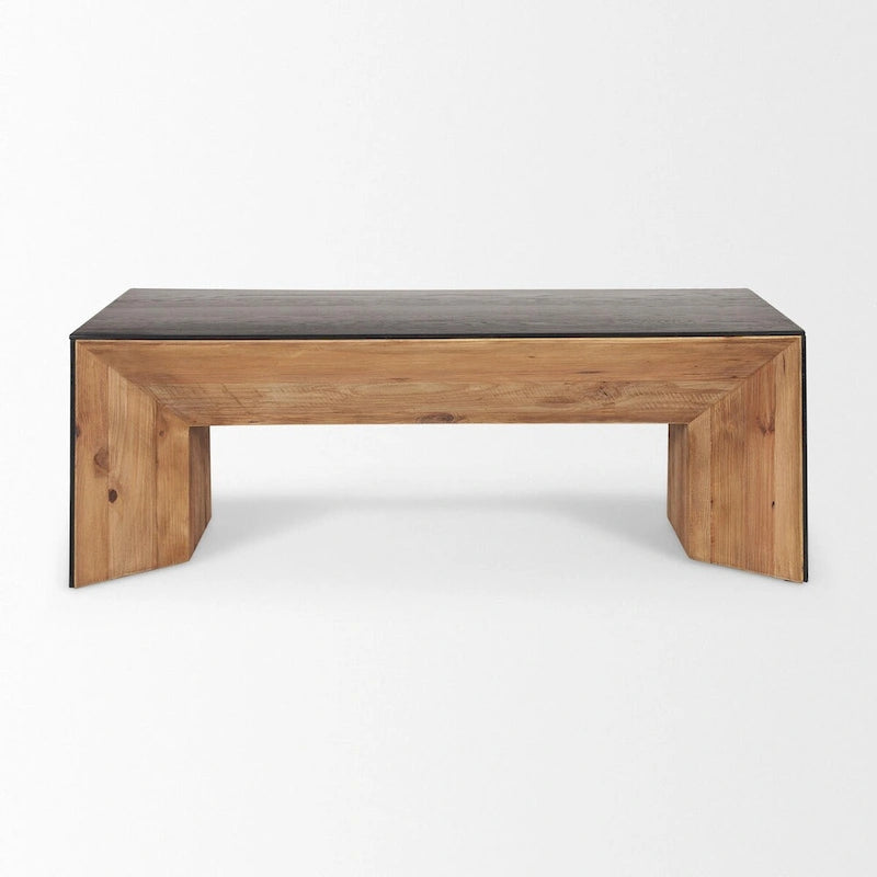 Tabor Natural Wood w/ Black Oak Waterfall Coffee Table - 53.0L x 30.0W x 18.0H