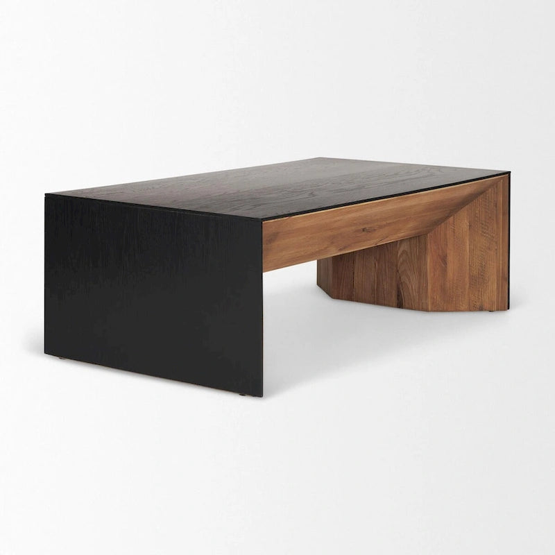 Tabor Natural Wood w/ Black Oak Waterfall Coffee Table - 53.0L x 30.0W x 18.0H