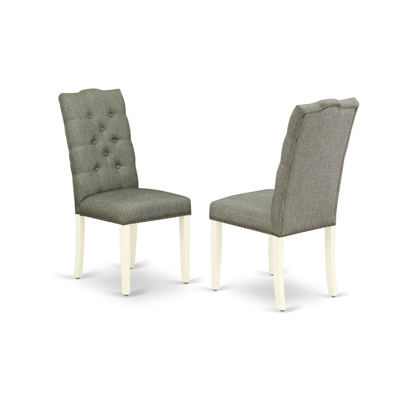 East West Furniture Dinette Set- a Dining Table and Gray Linen Fabric Parsons Chairs, Off-White(Pieces Options)