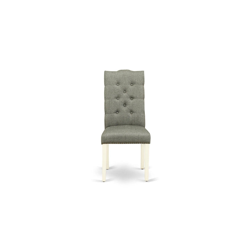 East West Furniture Dinette Set- a Dining Table and Gray Linen Fabric Parsons Chairs, Off-White(Pieces Options)