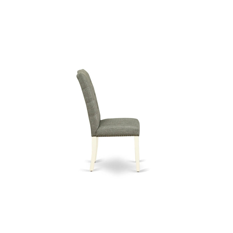 East West Furniture Dinette Set- a Dining Table and Gray Linen Fabric Parsons Chairs, Off-White(Pieces Options)