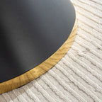 Black Marble Printed MDF Round Dining Table, Black Columnar Base with Gold Annulus(Not Including Chairs)