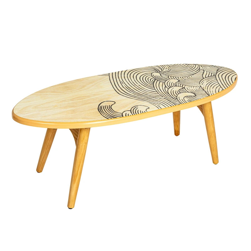 Striped Surfboard Oval Coffee Table, Multicolor