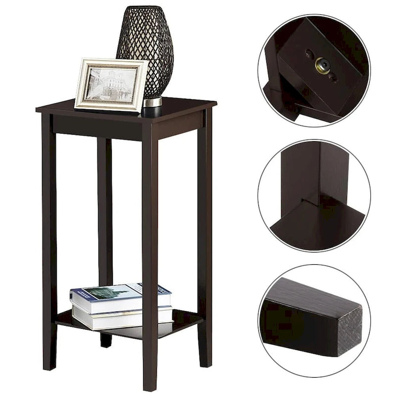 Yaheetech Wood Tall Bedside Living Room Sofa Side End Table Furnture