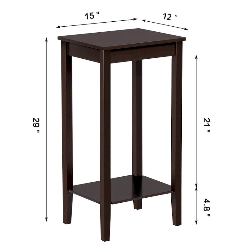 Yaheetech Wood Tall Bedside Living Room Sofa Side End Table Furnture