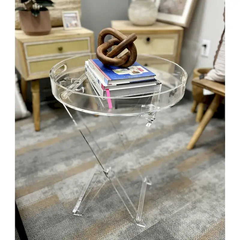 DesignStyles Round Acrylic Folding Tray Table