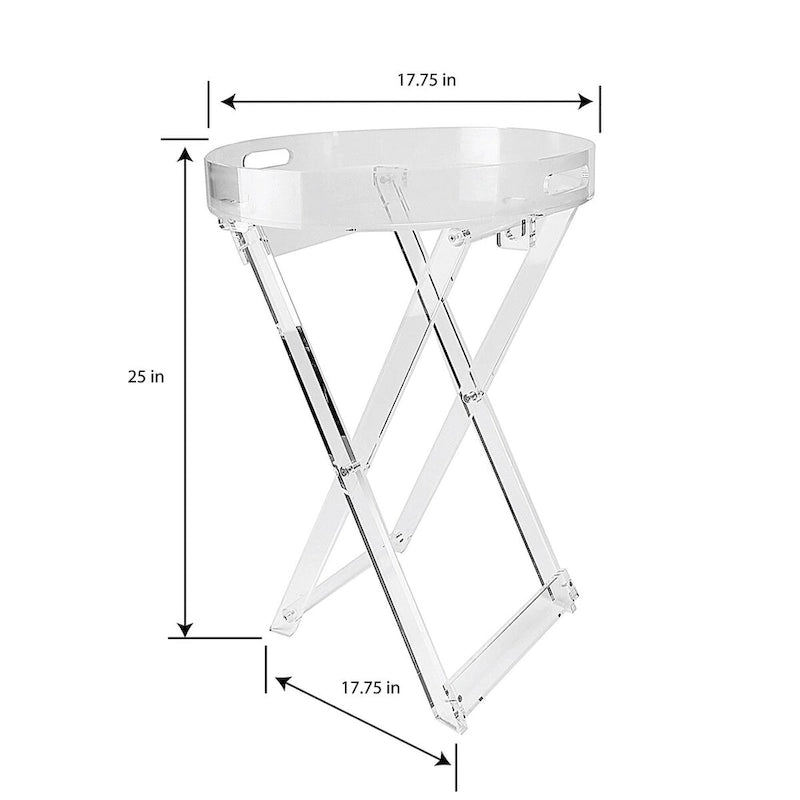 DesignStyles Round Acrylic Folding Tray Table