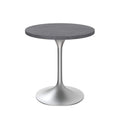 LeisureMod Verve 27 Round Dining Table with Stone TableTop and Brushed Chrome Base for Kitchen & Dining Room