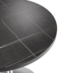 LeisureMod Verve 27 Round Dining Table with Stone TableTop and Brushed Chrome Base for Kitchen & Dining Room