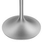 LeisureMod Verve 27 Round Dining Table with Stone TableTop and Brushed Chrome Base for Kitchen & Dining Room