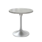 LeisureMod Verve 27 Round Dining Table with Stone TableTop and Brushed Chrome Base for Kitchen & Dining Room