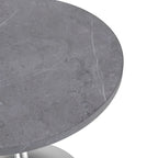 LeisureMod Verve 27 Round Dining Table with Stone TableTop and Brushed Chrome Base for Kitchen & Dining Room