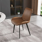 Mid-Century Brown Dining Chair (Set of 2) PU Leather Upholstered Side Chair