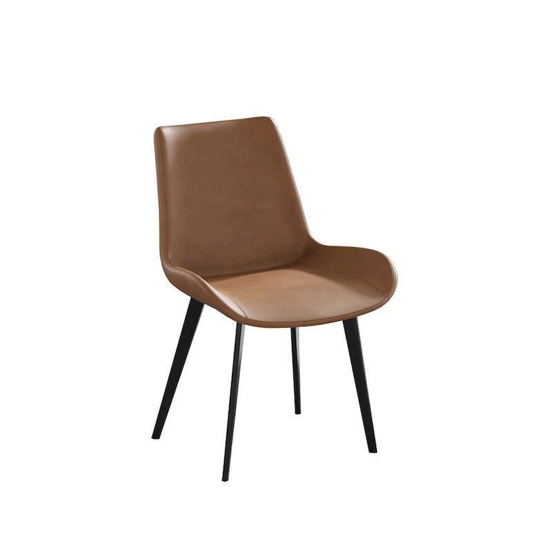 Mid-Century Brown Dining Chair (Set of 2) PU Leather Upholstered Side Chair