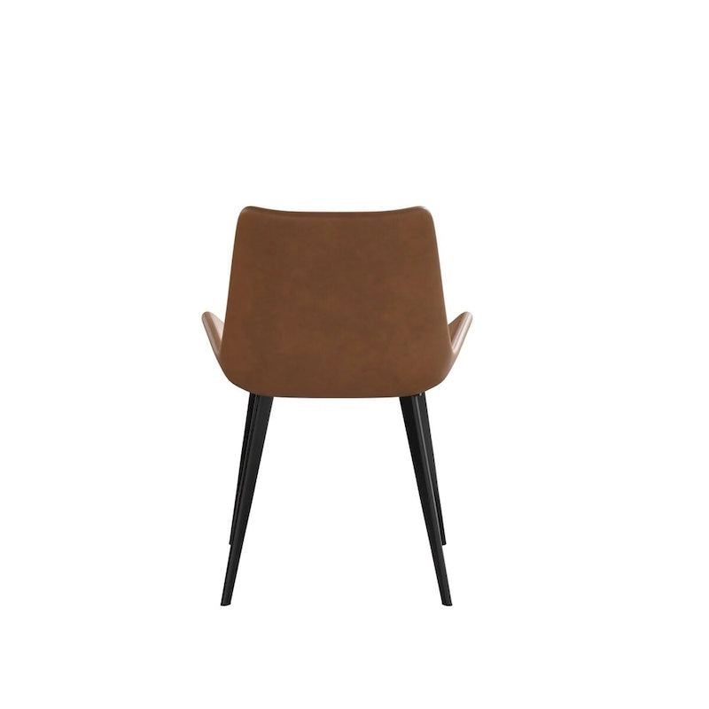 Mid-Century Brown Dining Chair (Set of 2) PU Leather Upholstered Side Chair