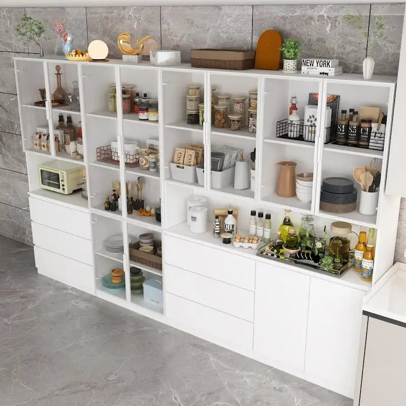 Modular Buffet and Display Cabinet - Modular Design in Pristine White