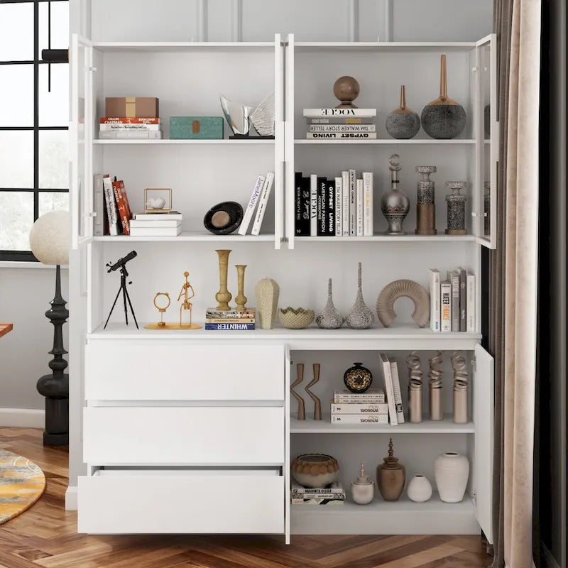 Modular Buffet and Display Cabinet - Modular Design in Pristine White