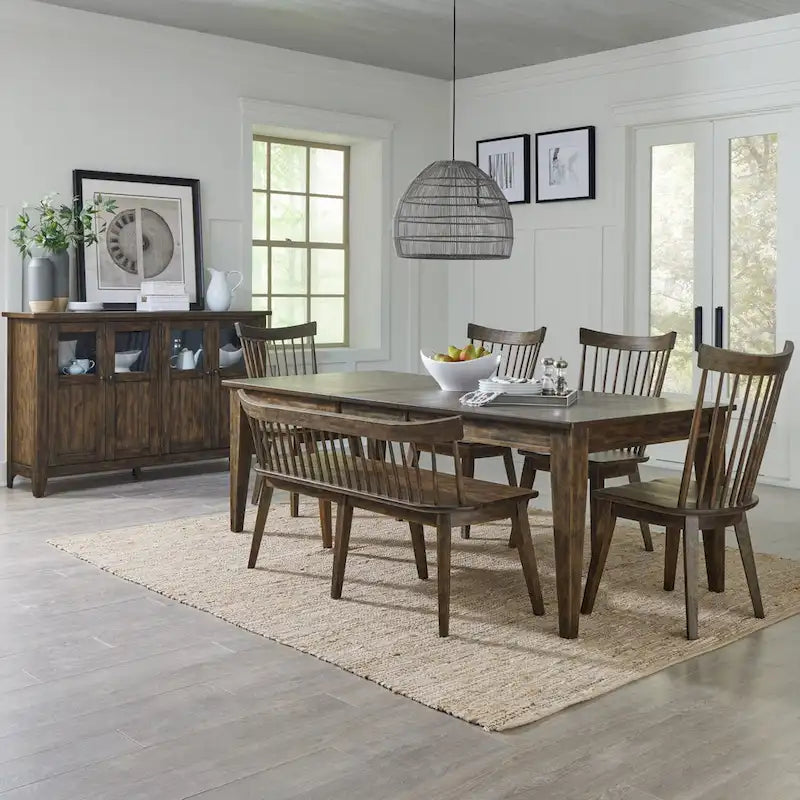 Midland Falls Rustic Brown 6 Piece Rectangular Table Set