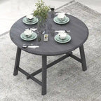 Retro Wood Dining Table Round Extendable Dining Table for Dining Room