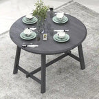Retro Wood Dining Table Round Extendable Dining Table for Dining Room