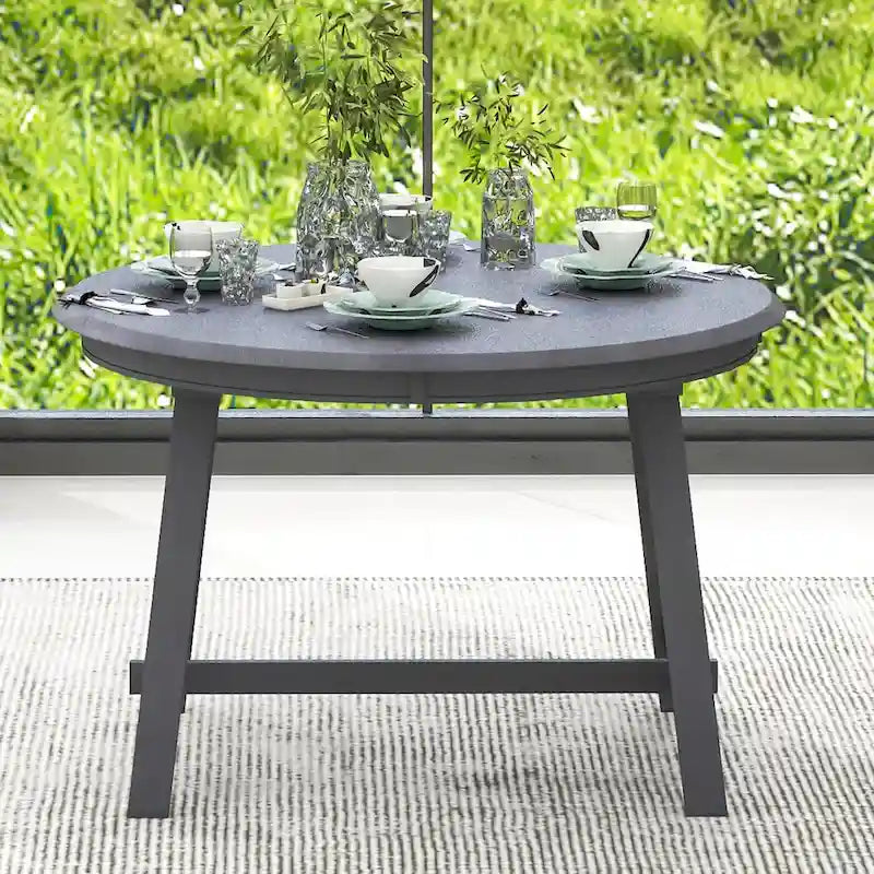 Retro Wood Dining Table Round Extendable Dining Table for Dining Room