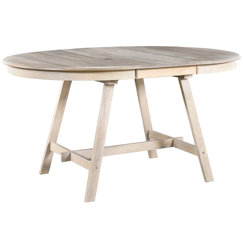 Retro Wood Dining Table Round Extendable Dining Table for Dining Room