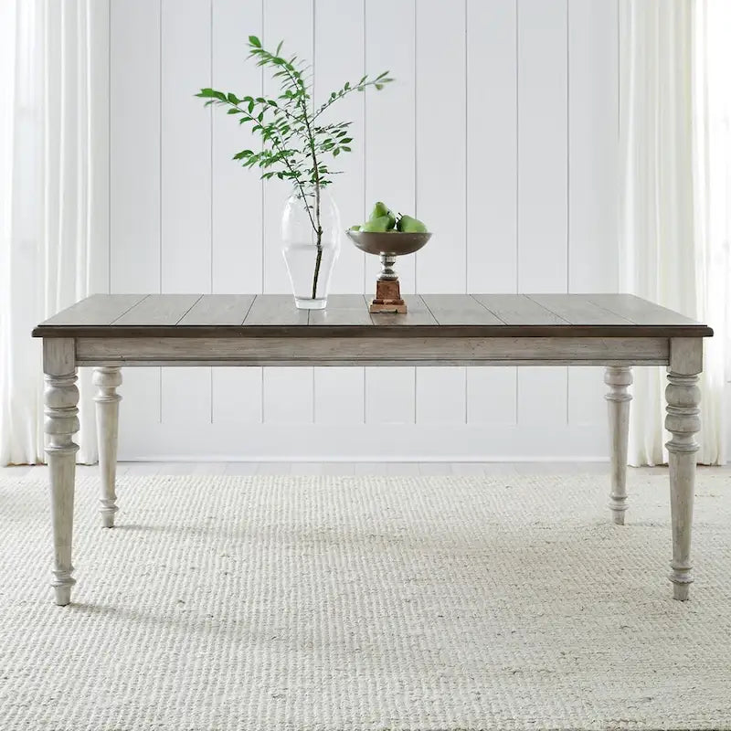 Cottage Lane Antique White with Weathered Gray Rectangular Leg Table