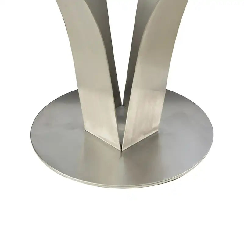 48 Inch Dining Table with Round Glass Top and Metal Base, Chrome