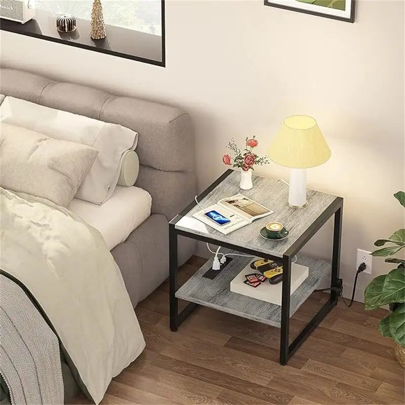 End Table with Charging Station - 20D x 20W x 20.7H