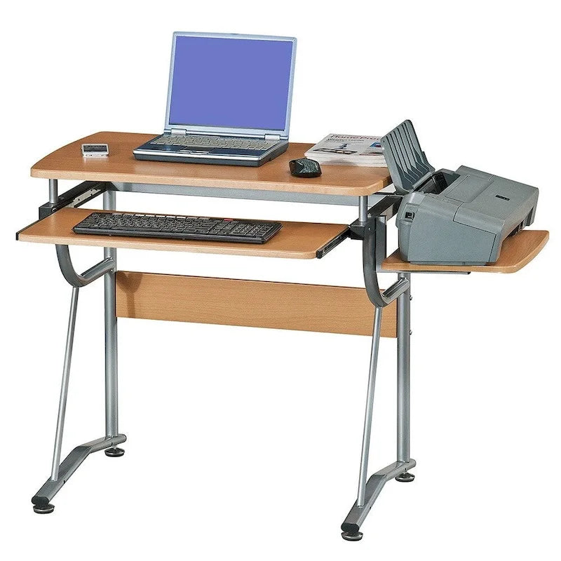 Ergonomic Compact Computer Desk with Shelf And Keyboard Panel